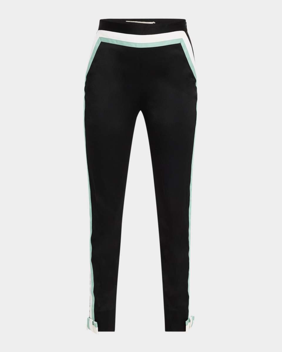 Jac Side-Stripe Bow Skinny-Leg Ankle Pants